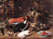 Frans Snyders Hungry Cat with Still Life oil on canvas